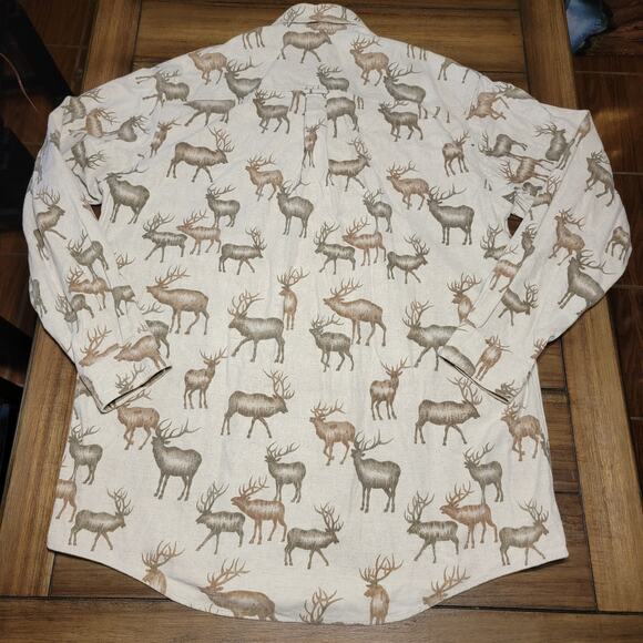 John Rich And Bros. Woolrich LS Button Up Flannel Shirt Moose Print - 2XL Tall - Picture 3 of 6